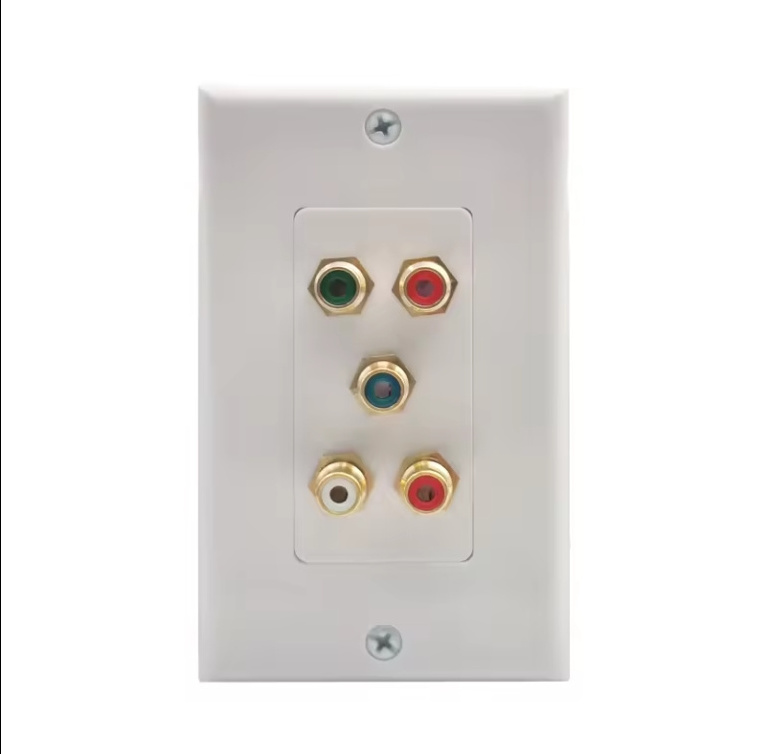 RCA TV Wall Plate 5 RCA Gold Plated Audio Video Wall Plate cable wall plate