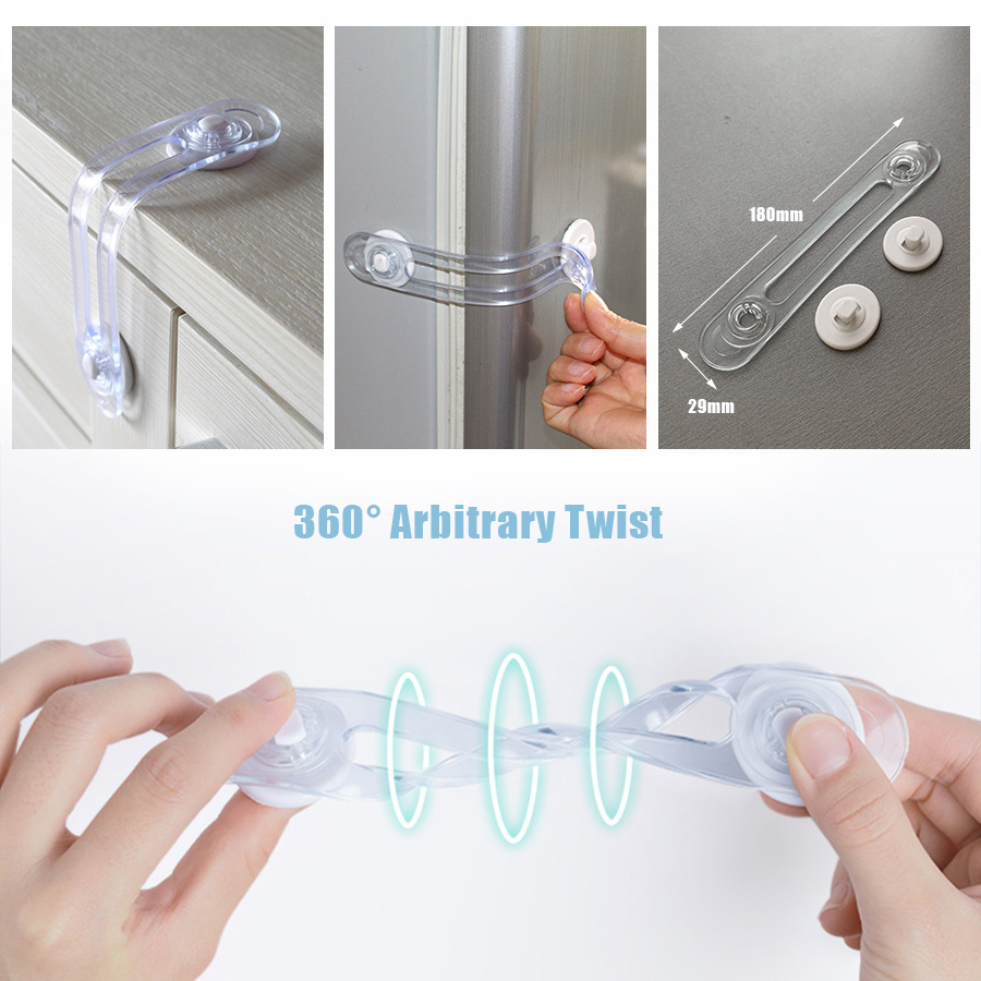 Clear Child Safety Cabinet Strap Locks Baby Proofing Latches Lock For Drawer Toilet Seat Fridge