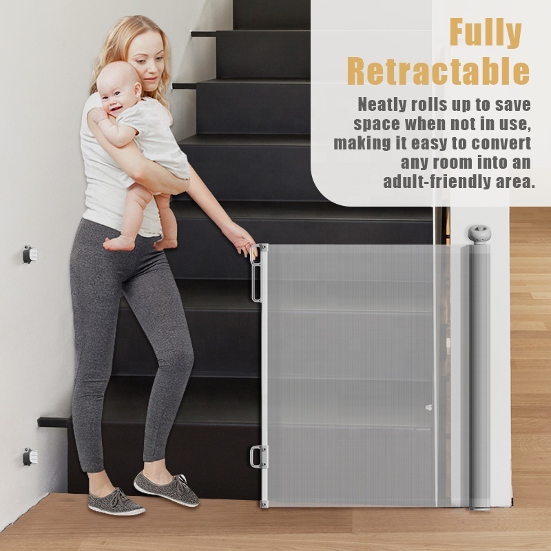 Babies Products Retractable Gates For Walk Through Baby Barrier Door Safety Gate