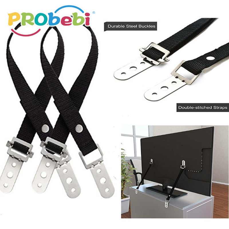 Furniture strap with metal part for baby safety Adjustable anti-tip TV strap