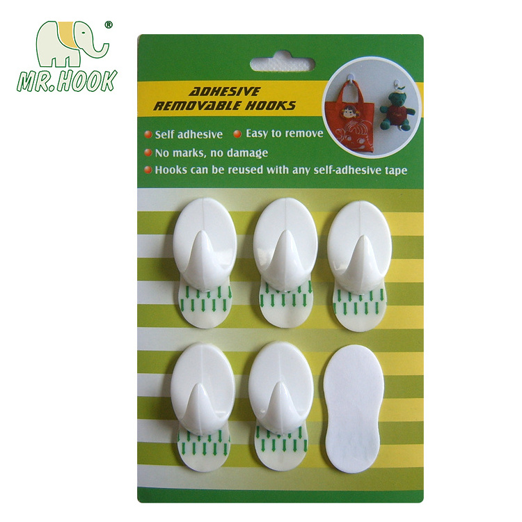 Self stick plastic adhesive wall hook