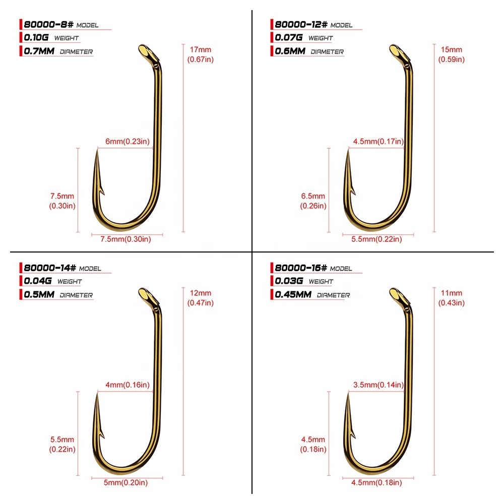 Fly Fishing Hook 8000-8/12/14/16 Size fishhook Fly Hooks Fishing Trout Salmon Dry Flies Fish Hook