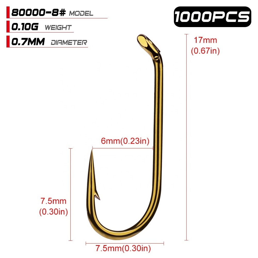 Fly Fishing Hook 8000-8/12/14/16 Size fishhook Fly Hooks Fishing Trout Salmon Dry Flies Fish Hook