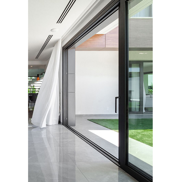 Interior Double Glass Hidden Cavity Pocket Aluminum Sliding Door with Panels