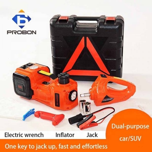 Probon Probon multifunctional professional automatic portable 5 ton 12v dc 3 in 1 hydraulic electric car jack with air pumpl pro