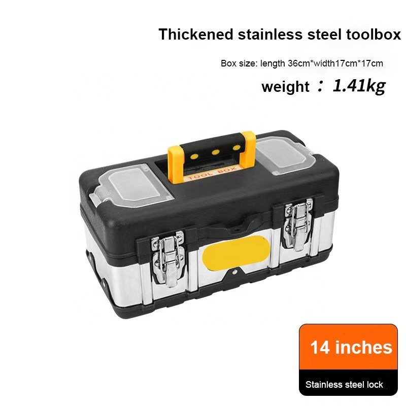 Wholesale Professional Custom 14/17/19 inches Household Portable Heavy Duty reinforced stainless steel toolbox