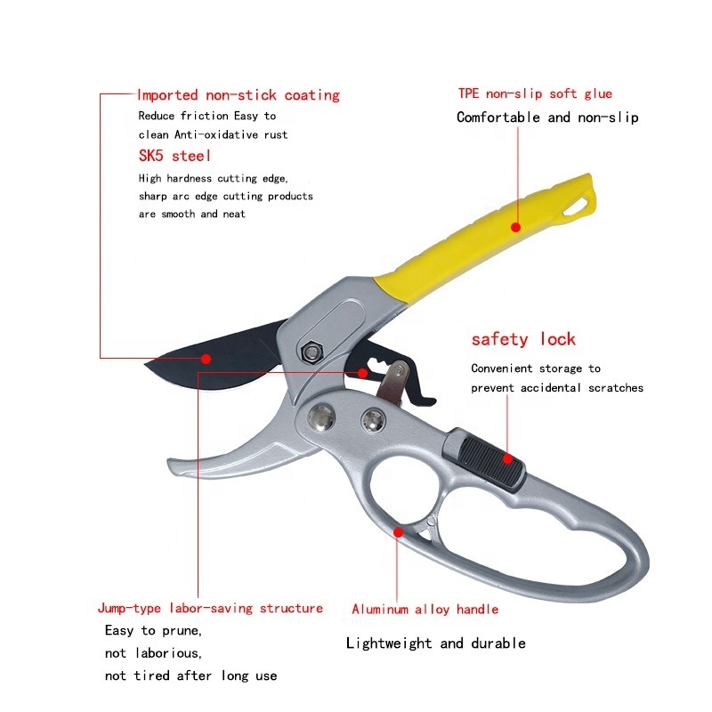 Professional labor-saving aluminum alloy apple  plant cutter for home manual tree sharp bypass pruning shears