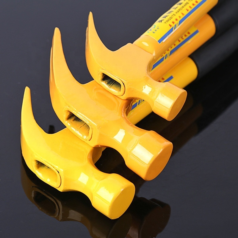 Custom high carbon steel anti-slip adhesive handle steel pipe claw hammer dovetail roof hammer