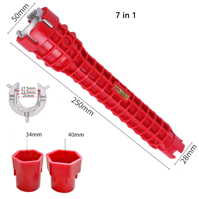 Faucet and sink mounting wrench ABS non-slip handle Multi-functional 8-in-1 wrench for water pipe maintenance  Pipe Wrench