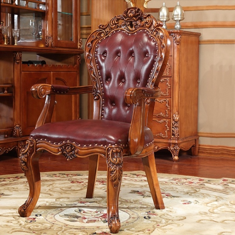 Modern luxury new design design high back vintage solid wood carved dining chair price