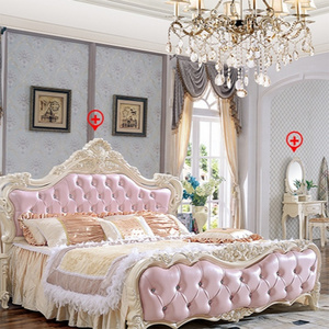 Luxury 1.8m Soft Bed Beautiful Pink Color Queen Size Pink Princess Bed