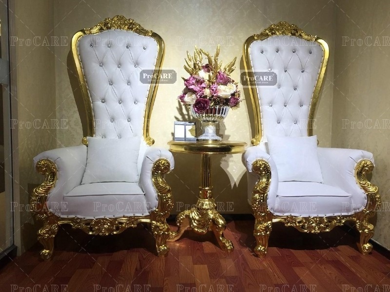 High Quality Bride and Groom  throne Chairs White And Silver