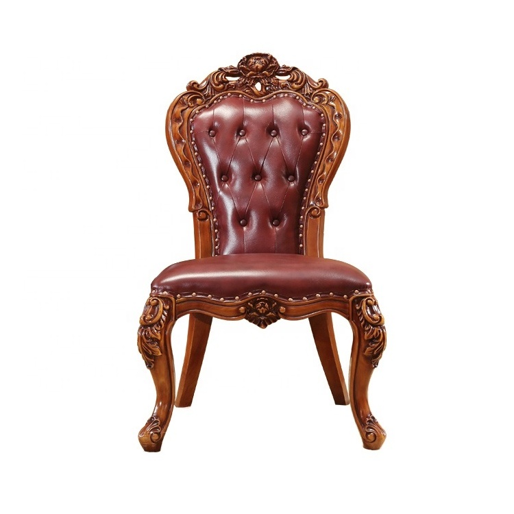 Modern luxury new design design high back vintage solid wood carved dining chair price