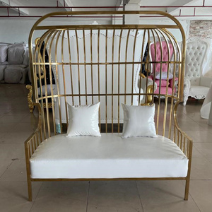 2023 Latest European Style Hot Gold Bird Cage Wedding Throne Chairs Throne Chair