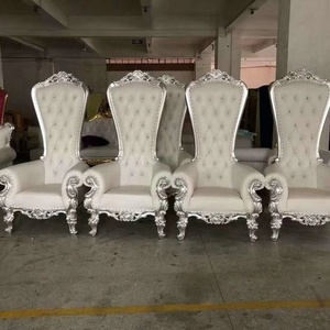 High Quality Bride and Groom  throne Chairs White And Silver