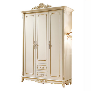 European style rose carved wooden wardrobe luxury bedroom furniture 3 door wardrobe