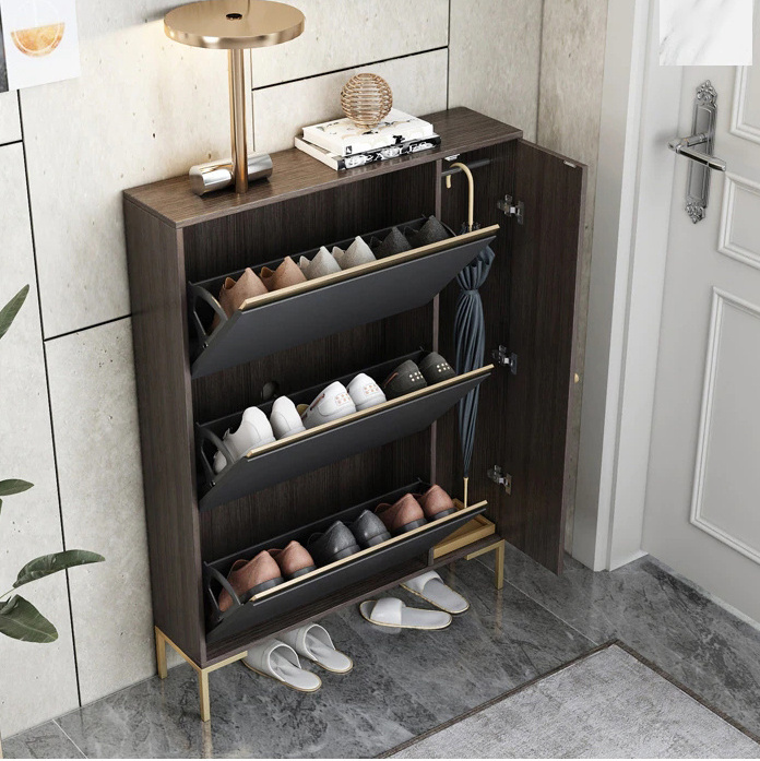 Light luxury and ultra-thin entrance porch shoe storage rack modern minimalist large capacity flip shelf over the door shoe rack