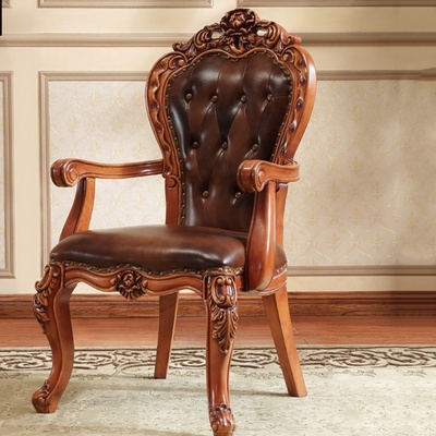 Modern luxury new design design high back vintage solid wood carved dining chair price