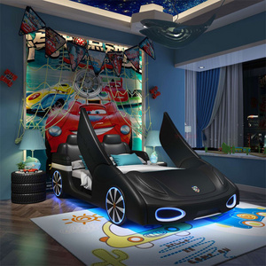 Wholesale Race Car Bed Children Bedroom Furniture Solid Wood Frame Fashion Design Kids Twin Car Beds for Boy Baby Bed Modern