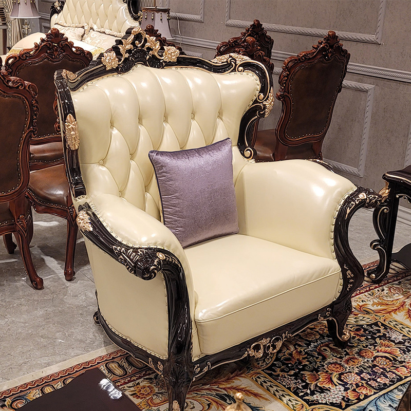 Luxury european style sofa sets living room furniture turkish classical design antique couch leather sofa set furniture