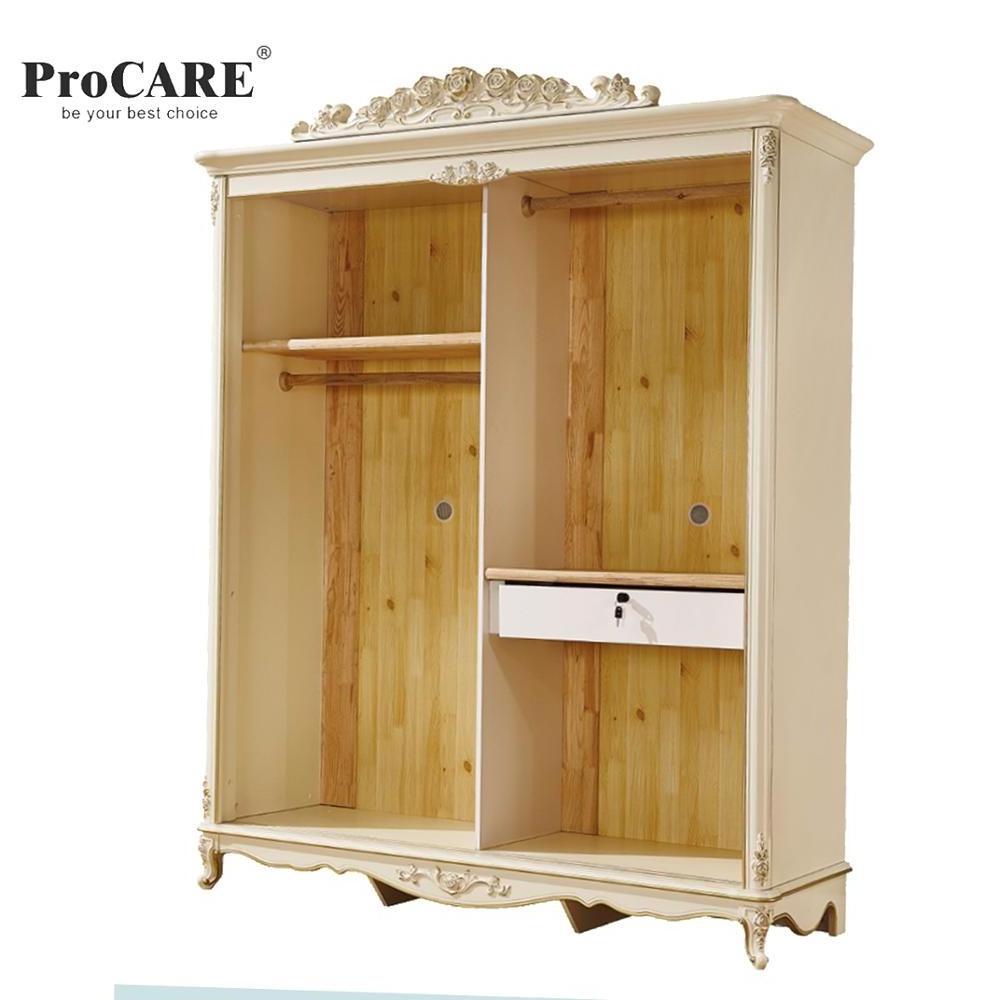 European style cheap price European solid wooden wardrobe cabinet with 2 sliding doors for home bedroom