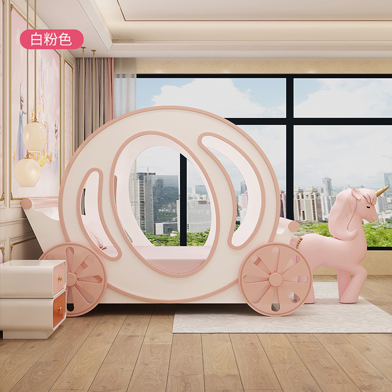 Modern childlike custom girl princess dream carriage bed luxury furniture princess bedroom set girls children's bed