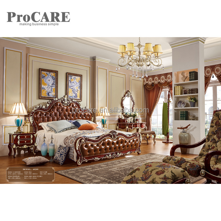 Latest double leather indian wooden box bed design in wood from foshan procare