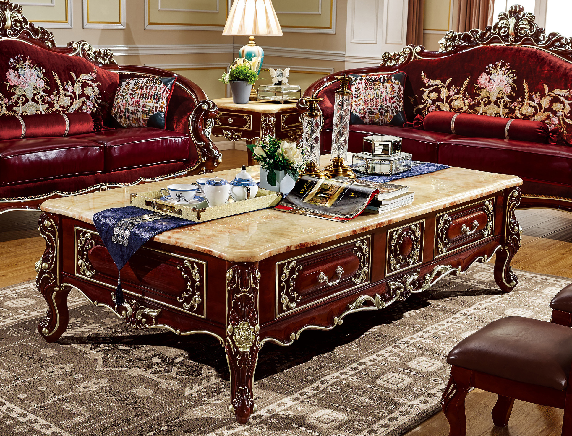 luxury French royal style sofa living room furniture