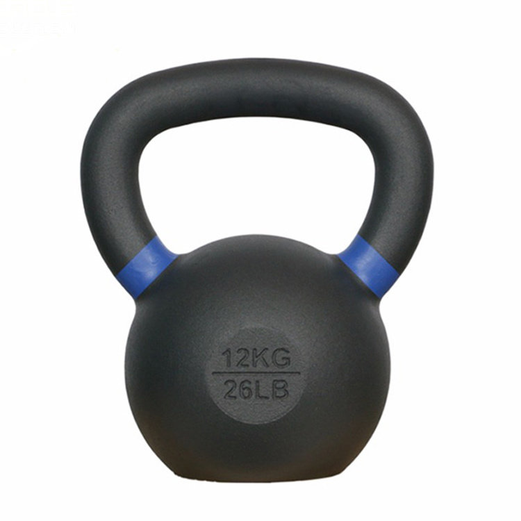 Portable Black Weight Lifting Gym Equipment 8kg Powder Coated Cast Iron Kettlebell