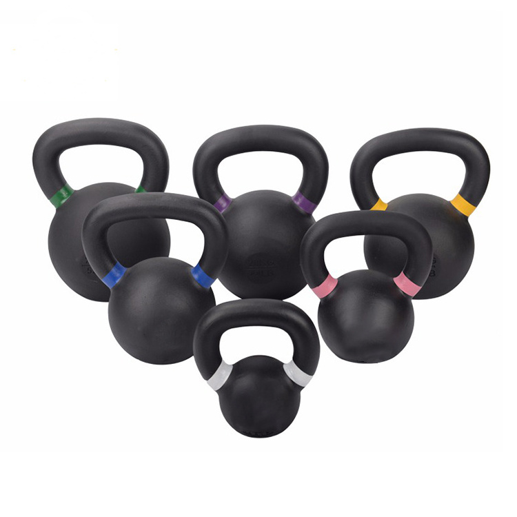 Portable Black Weight Lifting Gym Equipment 8kg Powder Coated Cast Iron Kettlebell