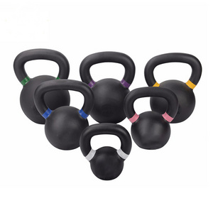 Portable Black Weight Lifting Gym Equipment 8kg Powder Coated Cast Iron Kettlebell