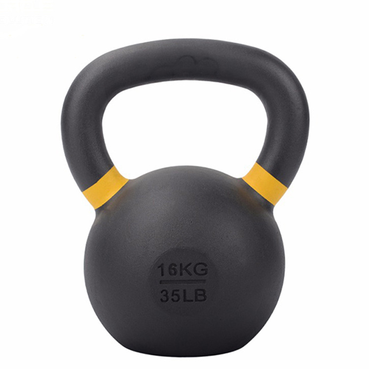 Portable Black Weight Lifting Gym Equipment 8kg Powder Coated Cast Iron Kettlebell