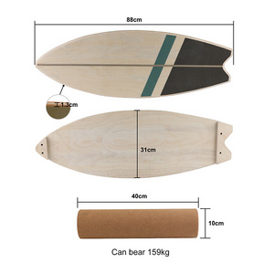 New wooden balance board skateboard training surf Board with cork roller