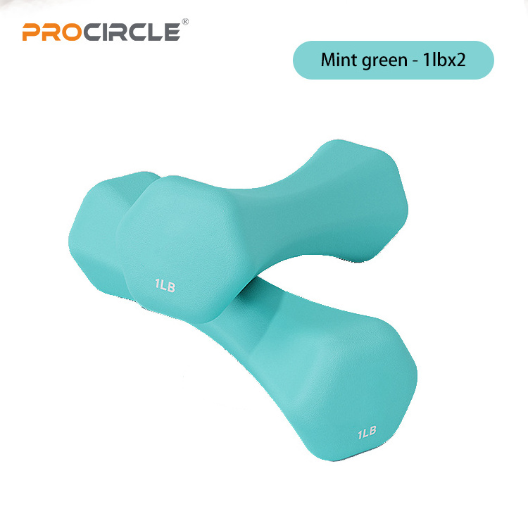 ProCircle Hot sale Cast Iron Dumbbell Set Women Use Vinyl PVC Neoprene Dipping Dumbbell