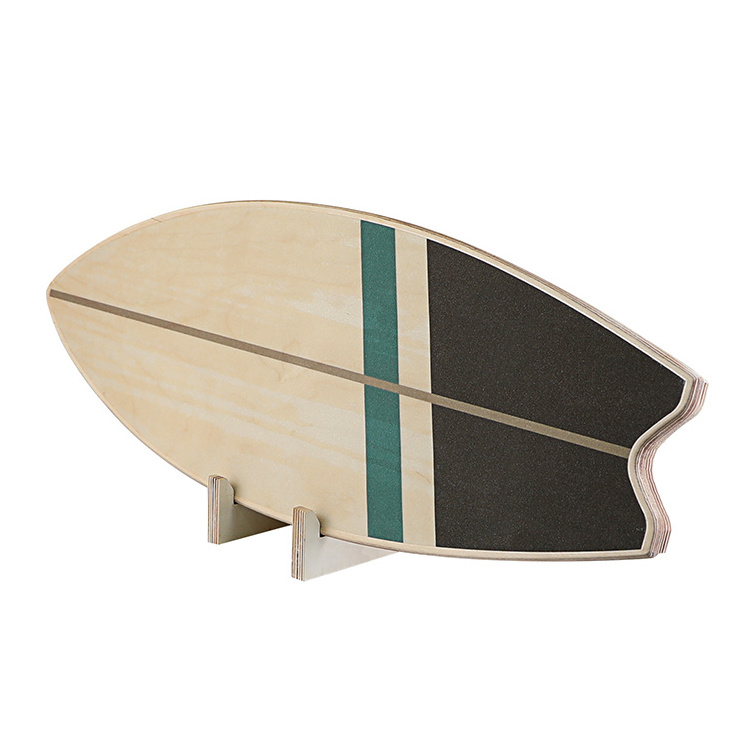 New wooden balance board skateboard training surf Board with cork roller