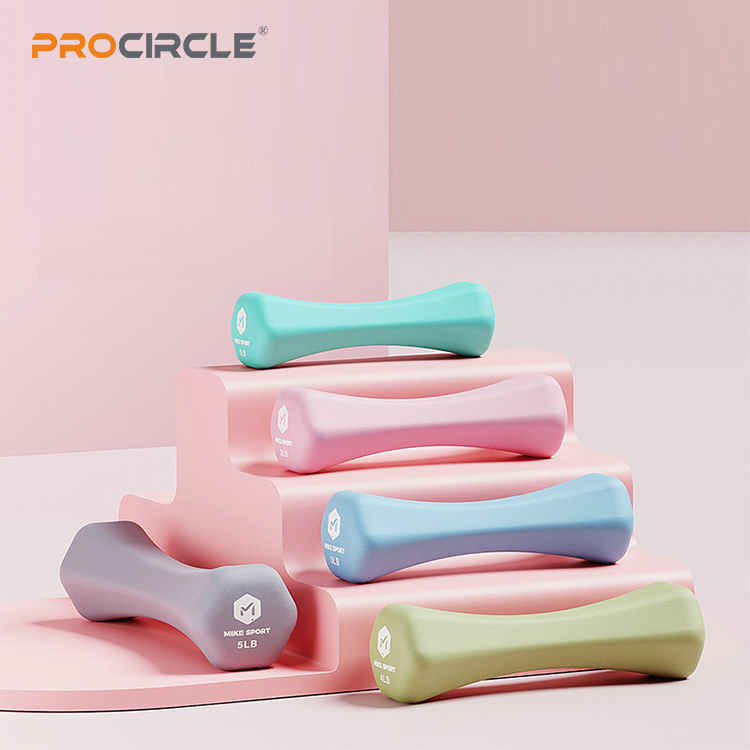 ProCircle Hot sale Cast Iron Dumbbell Set Women Use Vinyl PVC Neoprene Dipping Dumbbell