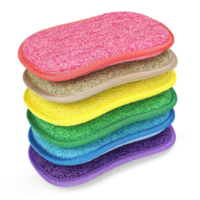 Multi-Purpose Scrub Sponges for Kitchen Non-Scratch Microfiber Sponge with Heavy Duty Scouring Power, Effortless Cleaning Dishes