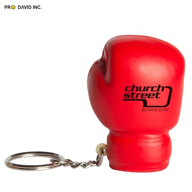 Custom Logo PU Memory Foam boxing -gloves Shape Keychain Anti Stress Toy Ball