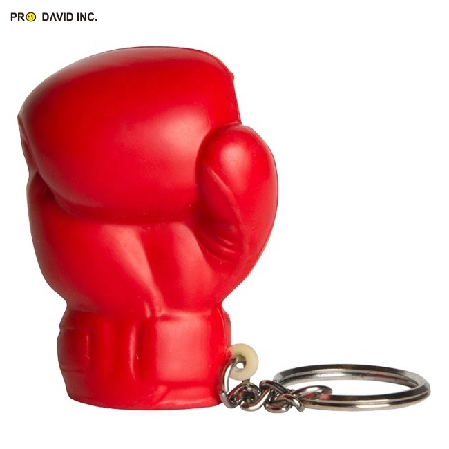 Custom Logo PU Memory Foam boxing -gloves Shape Keychain Anti Stress Toy Ball