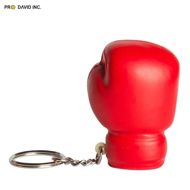 Custom Logo PU Memory Foam boxing -gloves Shape Keychain Anti Stress Toy Ball