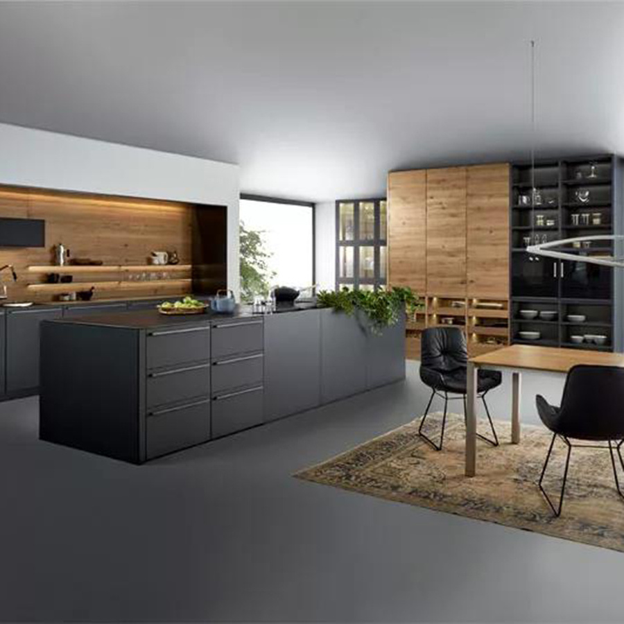 Matte Grey Custom Kitchen Cabinet Melamine Board Kitchen Cabinet Design Kitchen Furniture