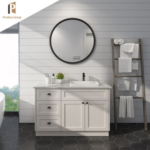 New design Bathroom burnished solid wooden bathroom cabinet PVC Bath Cabinets