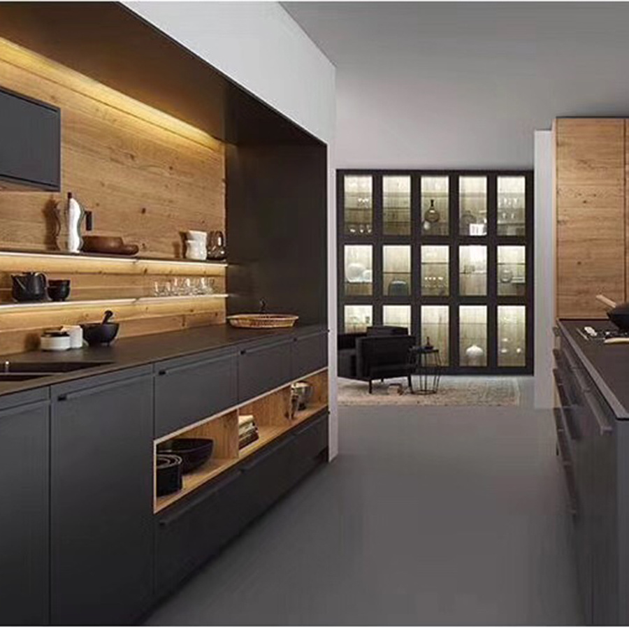 Matte Grey Custom Kitchen Cabinet Melamine Board Kitchen Cabinet Design Kitchen Furniture