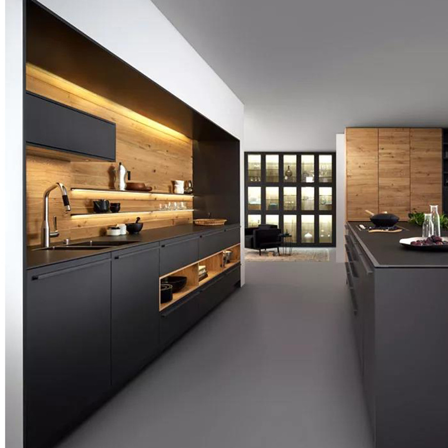 Matte Grey Custom Kitchen Cabinet Melamine Board Kitchen Cabinet Design Kitchen Furniture