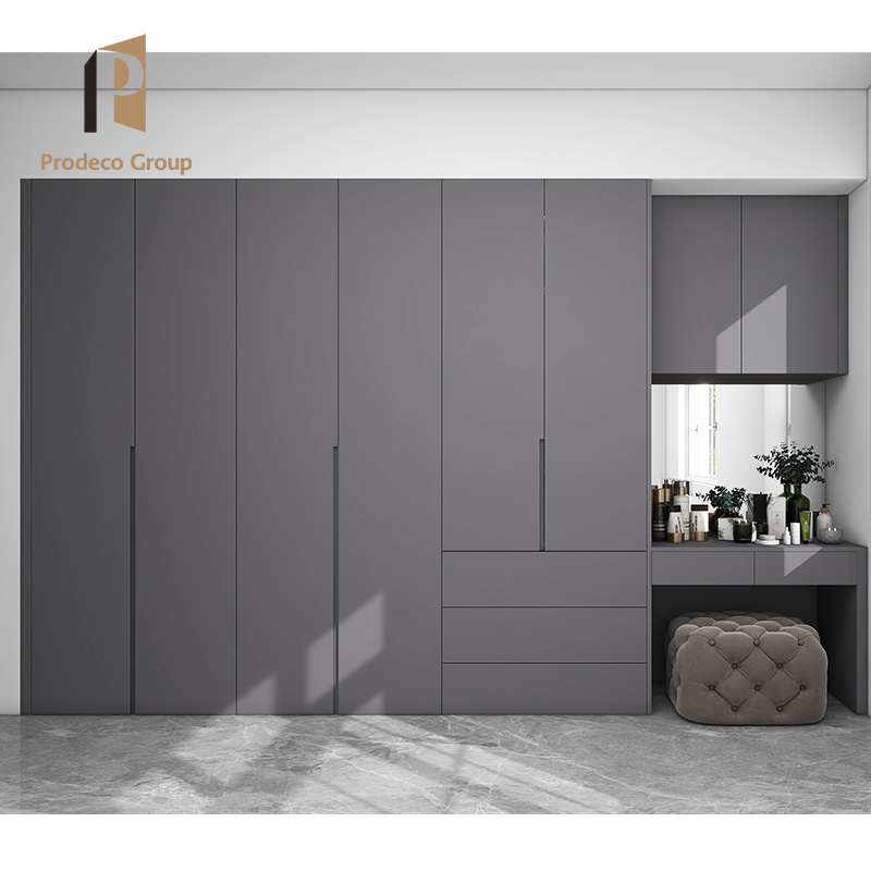 Modern Bedroom Wardrobes Black Lacquer Storage Wardrobe With Bookshelf