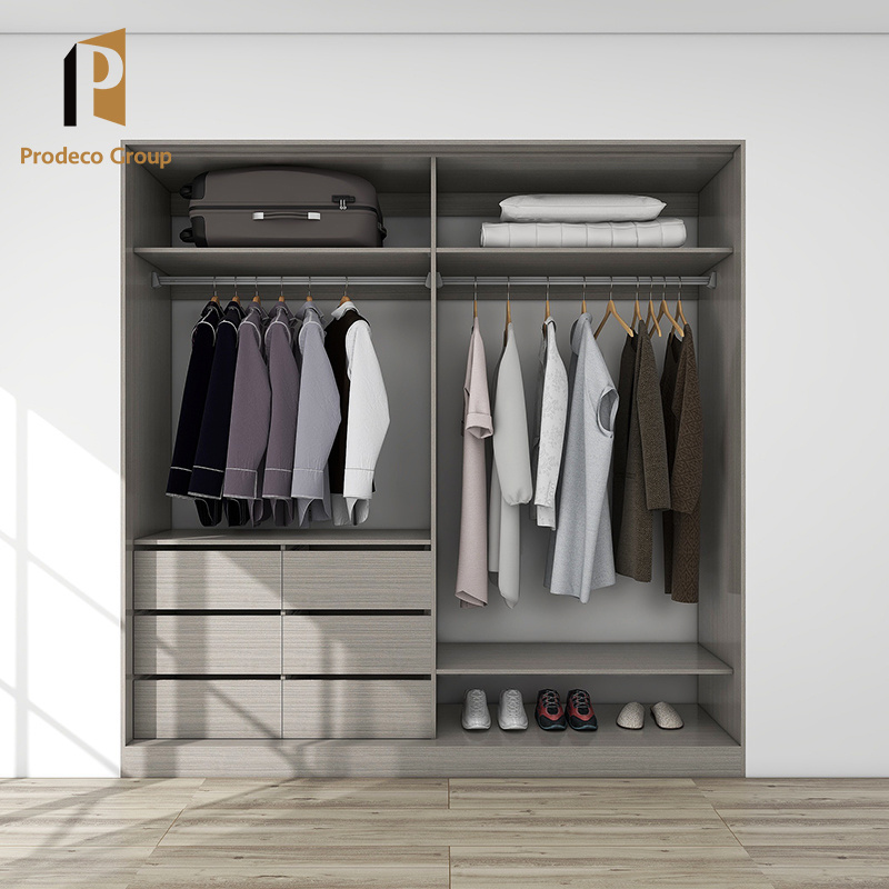 Modern 2 Doors Wardrobe Custom Pvc Sliding Door Wardrobe Closet