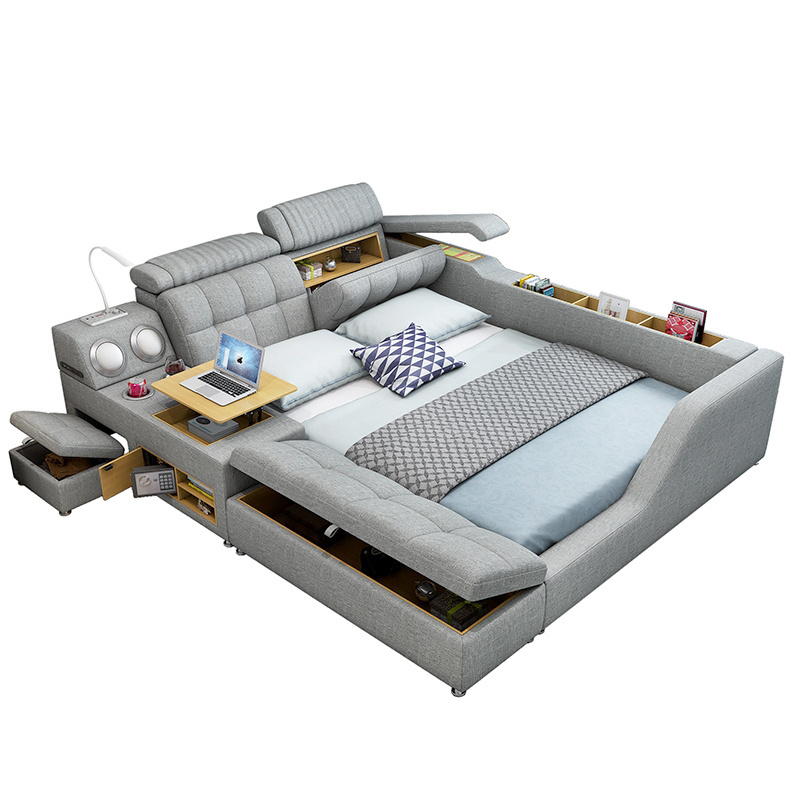 Modern Couples Bed With Multifunction Electric Massage Floor Bed Sofa