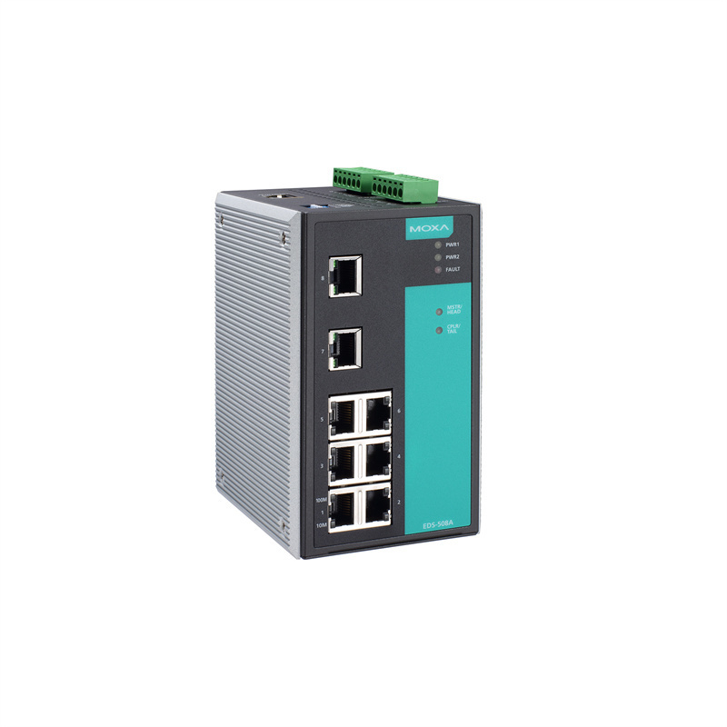 In stock Origin Moxa EDS-508A-MM-SC Managed Ethernet switch with 6 10/100BaseT(X) ports 2 100BaseFX multi-mode ports with SC