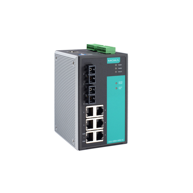 In stock Origin Moxa EDS-508A-MM-SC Managed Ethernet switch with 6 10/100BaseT(X) ports 2 100BaseFX multi-mode ports with SC