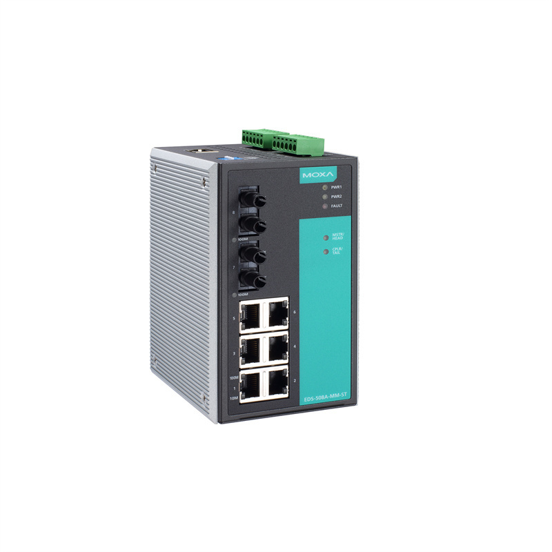 In stock Origin Moxa EDS-508A-MM-SC Managed Ethernet switch with 6 10/100BaseT(X) ports 2 100BaseFX multi-mode ports with SC